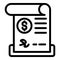 Credit paper bill icon, outline style