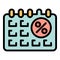 Credit percent calendar icon color outline vector