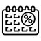 Credit percent calendar icon, outline style