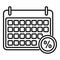 Credit percent calendar icon, outline style