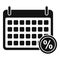 Credit percent calendar icon, simple style