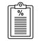 Credit percent clipboard icon, outline style