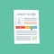 Credit score document vector concept. Personal credit history of the customer on a paper sheet. Good index of credit