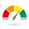 Credit Score Gauge. Bad and Good meter. Credit rating report. Vector illustration.
