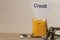 Credit sign on a cheese in mouse trap