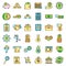 Credit union bank icons set vector color line