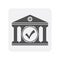 Creditworthiness icon with bank building element
