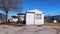 Creekside Trailer park slow pan of a line trailers in a large trailer park