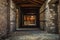 Creepy attic interior at abandoned building