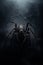 Creepy Black Spider - Arachnophobia Concept - Cobwebs Nest