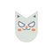 Creepy cat head Halloween feline character with spooky face expression icon vector flat