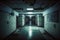 Creepy corridor in abandoned hospital, scary underground passage in old building, generative AI