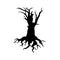 Creepy dead tree silhouette vector illustration