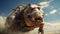 Creepy Desertpunk: A Playful 3d Hippopotamus Zombie In Surreal Style