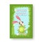 Creepy easter bunny with a coronavirus in hand, greetings card, COVID 19