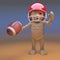 Creepy Egyptian mummy monster plays American football, 3d illustration