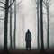 Creepy Faceless Tall Man in a Foggy Forest