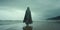 Creepy ghost woman in a wet sheet, a paranormal beach encounter.