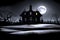 Creepy haunted house and the full Moon