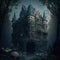 a creepy looking house in the woods with a creepy look on it\\\'s face and windows