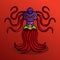 Creepy octopus monster video game mascot character design for kids game