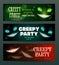 Creepy party banners layouts set. Vector scary night invitation flyers.