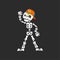 Creepy skeleton character in baseball cap dancing vector Illustration