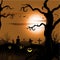 Creepy tree Halloween background with full moon