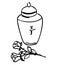 Cremation urn of ashes line sketch. Linear style sign for mobile concept and web design. Funeral urn outline vector icon