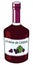 Creme de Cassis sweet French black currant liqueur in a bottle. Doodle cartoon hipster style vector illustration