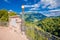 Cremeno bridge and Dolomites Alps landscape view