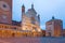 Cremona - The cathedral Assumption of the Blessed Virgin Mary and the Baptistery at dusk