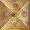 CREMONA, ITALY, 2016: The ceiling fresco of symbolic four virtues in The Cathedral by unknown artist of 17. cent.
