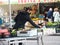 Cremona, Lombardy, Italy - 16 th may 2020 - People grocery shopping socially distance d in local biologic open air  food market