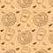 Crendel and cup of coffee background vector seamless patternt vector illustration for print wap paper or wallpaper for bakery or c