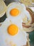 Crepe with egg yolks on hot pans.