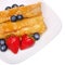 Crepes with Berries. Rolled Pancakes with Strawberry, Blueberry