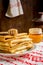Crepes or blinis with honey for breakfast