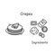 Crepes icon. Traditional french pancakes easy and tasty recipe simple vector illustration