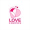 Crepes logo food art bakery vector with love or heart
