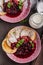 Crepes pancakes with berries reduction