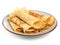 Crepes on a plate isolated on white background cutout. Made with Generative AI