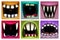 Creppy fantasy monsters mouth set. Vector scary jaws collection.