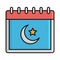 Crescent calendar Isolated Vector icon that can be easily modified or edited