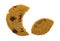 Crescent cut oatmeal raisin cookie eating smaller section