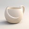 Crescent Design White Coffee Mug - Conceptual Sculpture Style