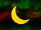 Crescent half moon icon abstract bokeh dark background