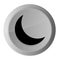 Crescent half moon icon metal silver round button metallic design circle isolated on white background black and white concept