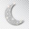 Crescent Islamic for Ramadan Kareem design element isolated. Silver glitter moon vector icon of Crescent Islamic