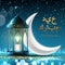 Crescent, lantern for ramadan holiday background